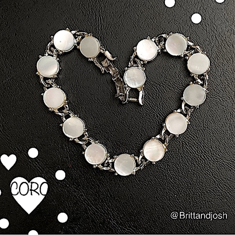 Coro vintage mother of pearl bracelet with a fold over clasp